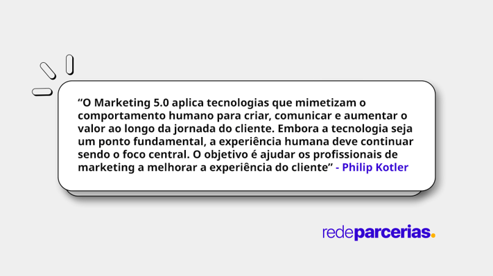 imagem com citação de Philip Kotler sobre Marketing 5.0