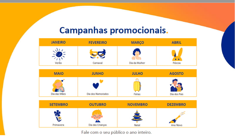 exemplo de calendário de campanhas promocioanais
