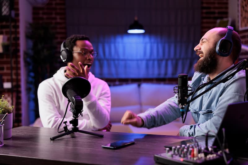 Gravação de podcast em estúdio 