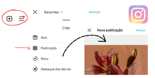 página de postagem no Instagram