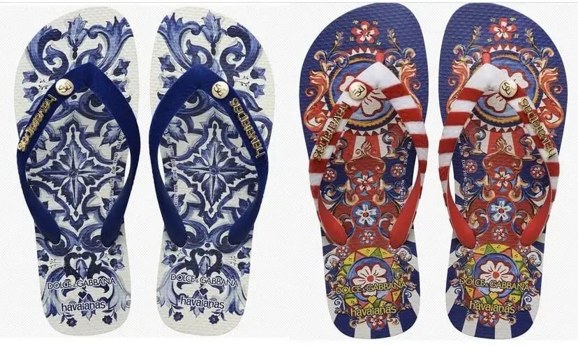 produtos da colaboração havaianas e dolce gabana