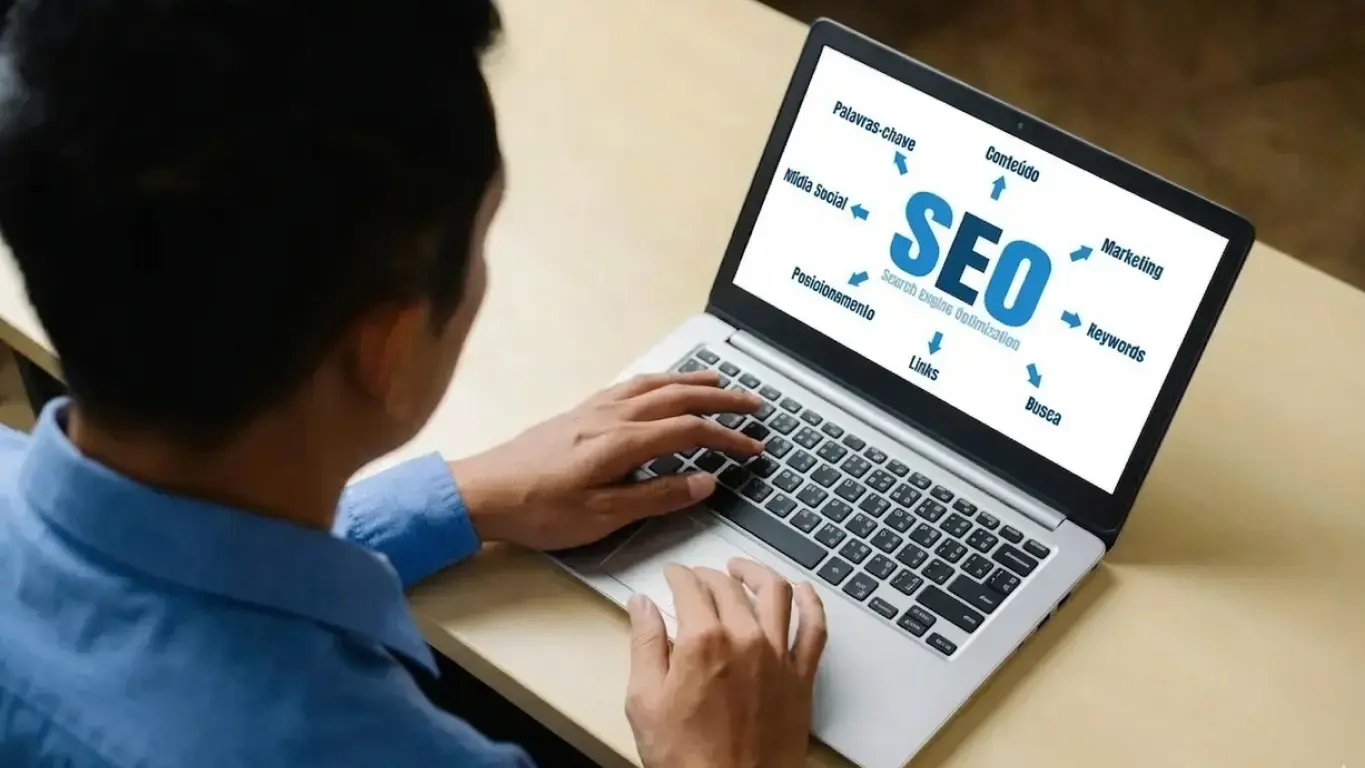 tela de computador com a palavra SEO